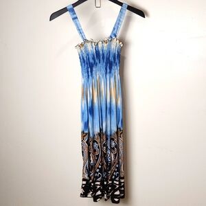 Romantic Sini Summer Sundress Blue and Black sz-med